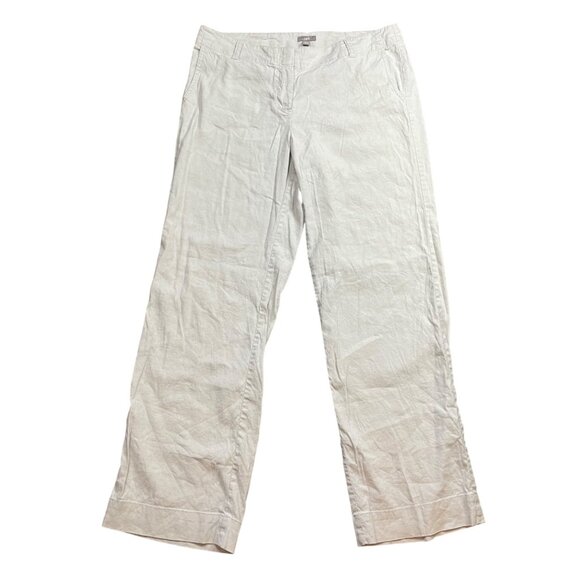 J. Jill Wide Leg Pants Women's Size 12 Stretch Khaki Linen Rayon Blend FLAW - Picture 1 of 15